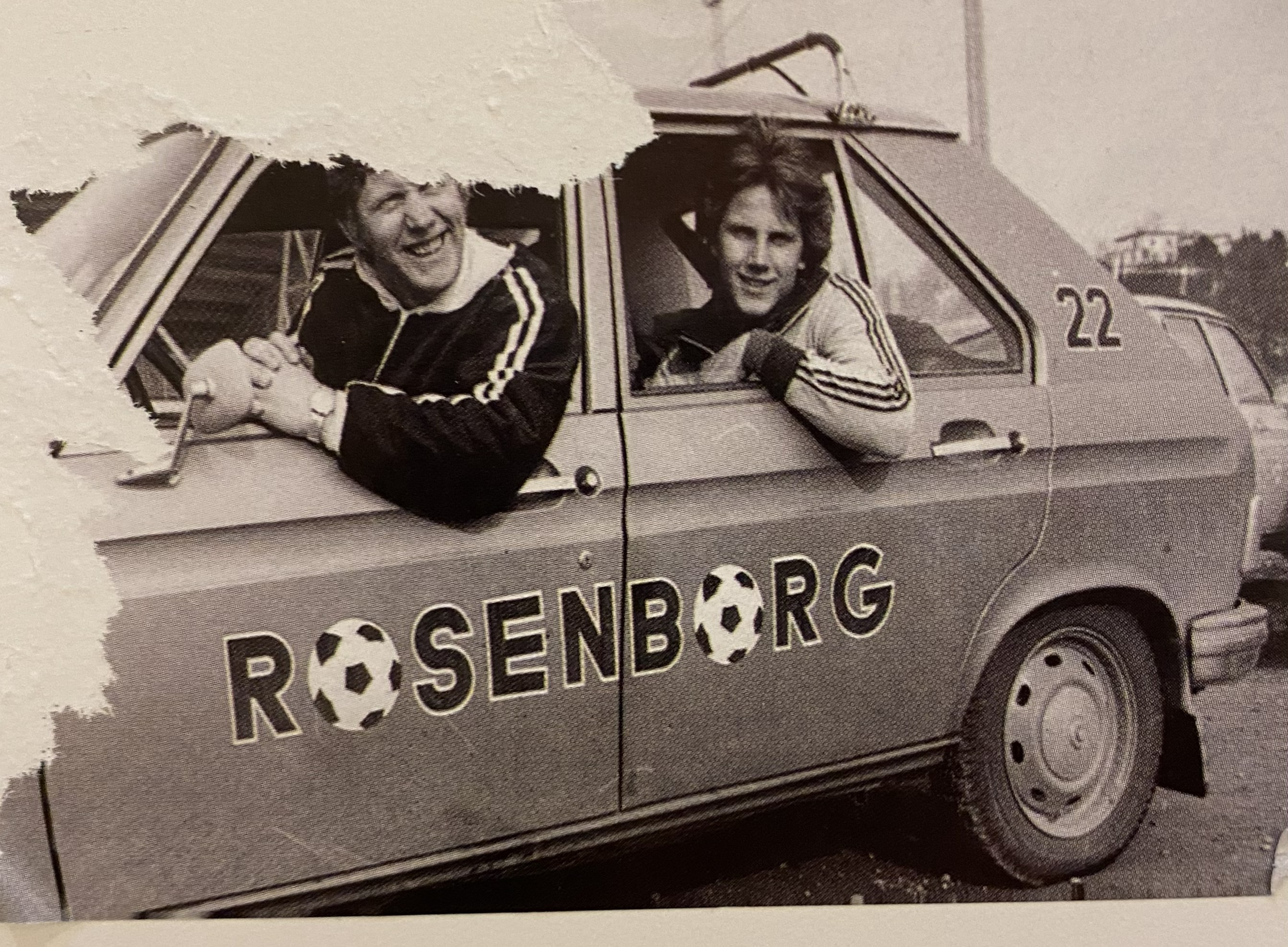 A car with soccer fans